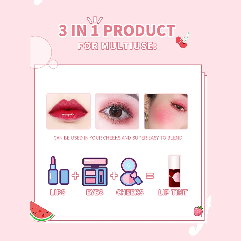 ลิปกลอส Tint แต่งหน้า Cheek Tint Blush Moisturizing Mirror Liquid ลิปสติก Waterproof Long Lasting Lip Glaze เครื่องสำอางค์ — image 6