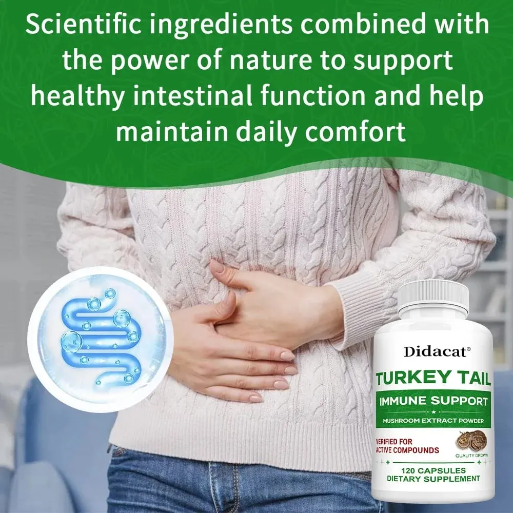 L'integratore di funghi coda di tacchino rafforza il sistema immunitario promuove la salute e la vitalità Vegano non OGM 120 capsule — image 3