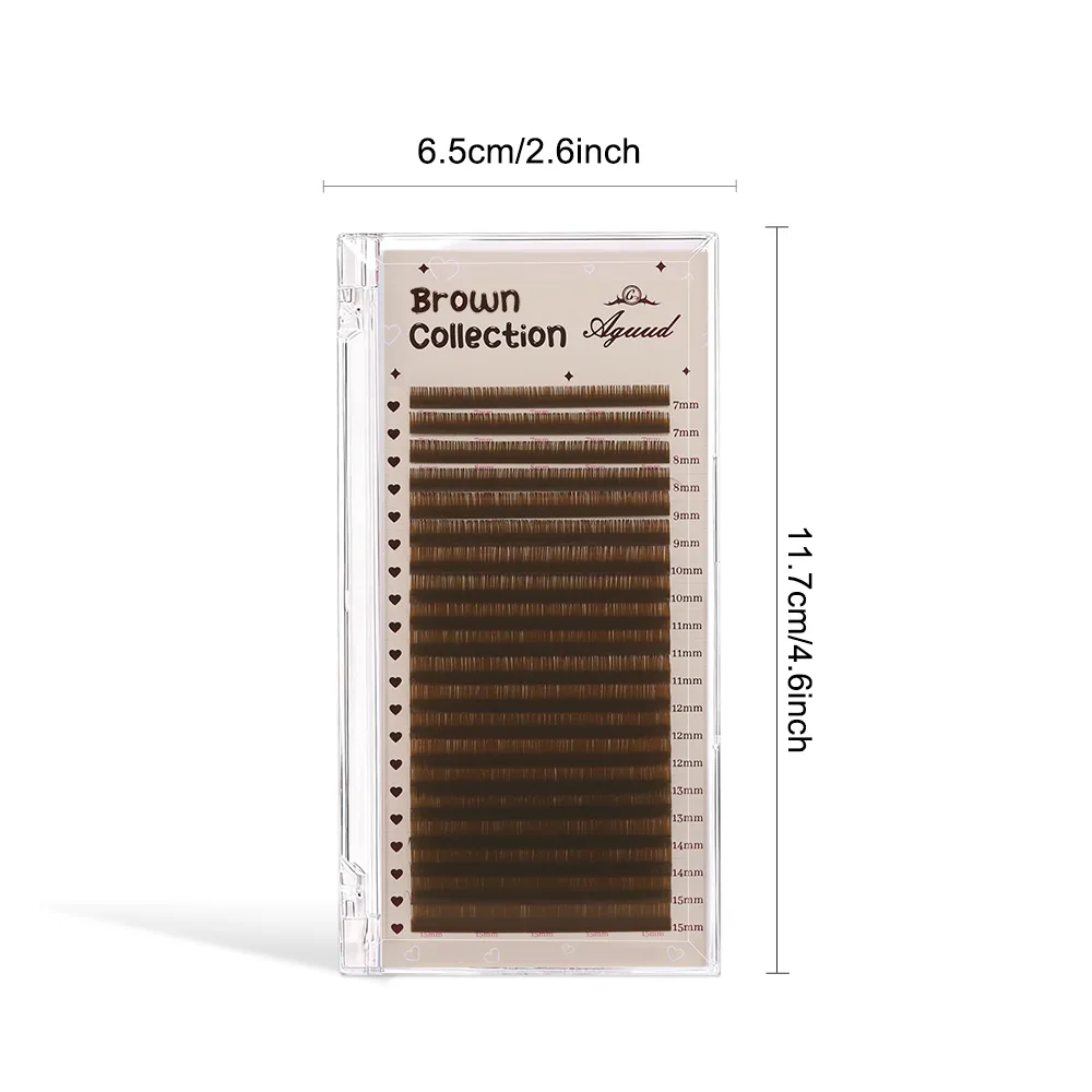 Pro 20 Rows Brown Collection Individuální prodloužení řas Russian Volume Lashes MIX7-15 Soft Mink Hnědé řasy Makeup — image 6