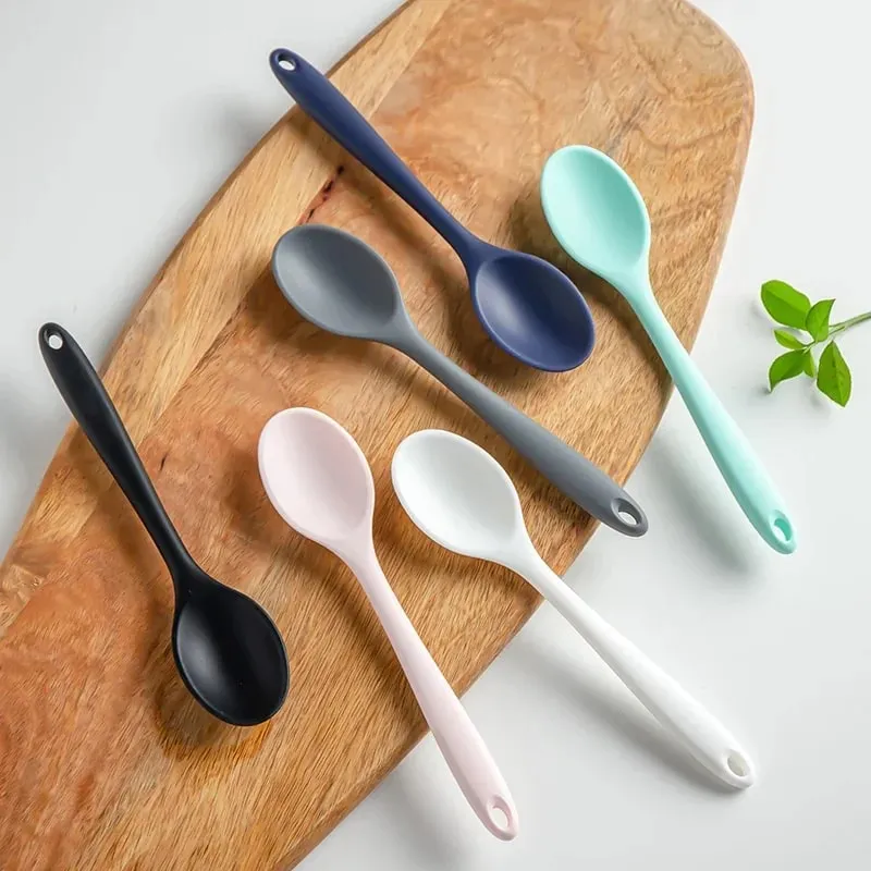 3pcs ช้อนซิลิโคนผสมช้อนซุปครัวผสม Ladle ทำอาหารเครื่องครัวเครื่องมือสำหรับกวนและเสิร์ฟ — image 3
