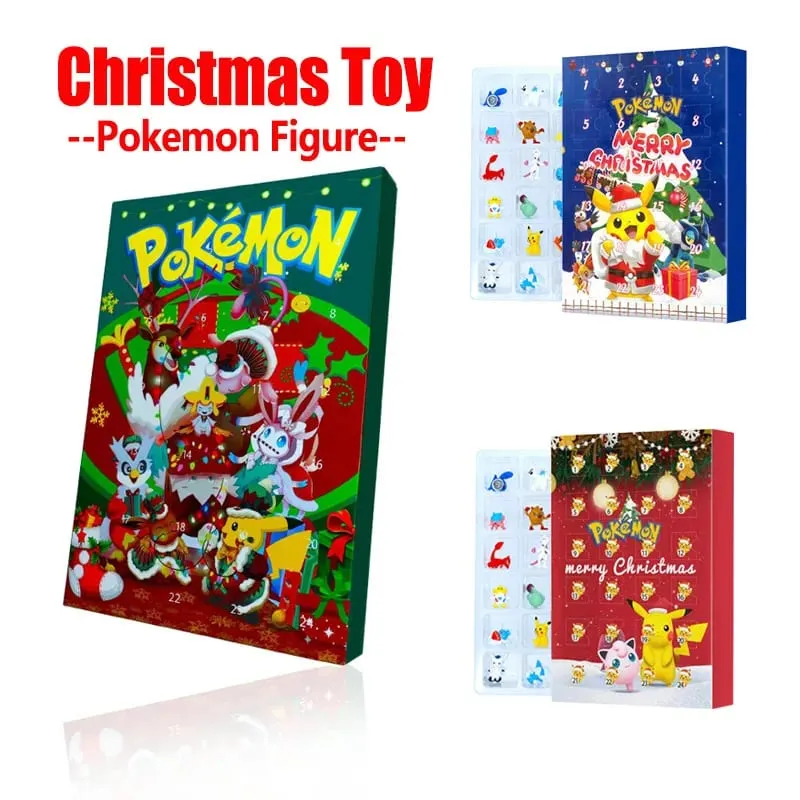 Pokemon Figura Calendario dell'Avvento Confezione regalo mini Pikachu Personaggio Bulbasaur Collezione di regali di giocattoli di Natale Giocattolo modello da tavolo — image 1