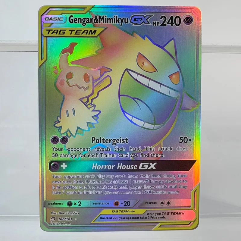 PKMฟอยล์Proxyการ์ดGENGAR & MIMIKYU GX DARK GENGARงานอดิเรกคอลเลกชันเกมBattleที่ดีที่สุดของขวัญPTCGการ์ด — image 3