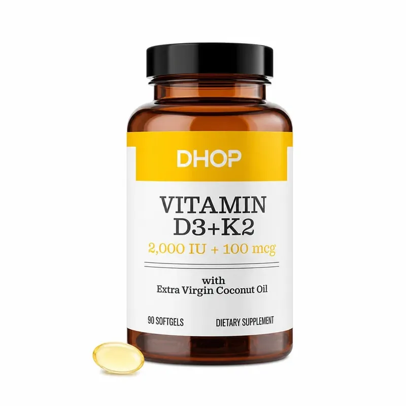 Vitamin D3+K2 Capsules 2000 IU + 100 Mcg - Bone Health & Immune Support Calcium Absorption Daily Wellness Formula 90ct