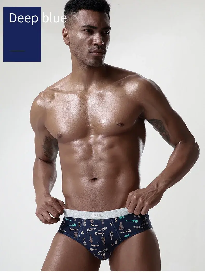 Intimo da uomo in cotone Slip taglie forti Mutande sexy Slip traspiranti Bikini Pantaloncini con stampa gay Cueca Mutandine maschili — image 13