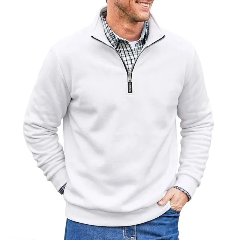 Männer Frühling und Herbst Half Zip Pullover Sweatshirts Einfarbig Outdoor Casual Tops Langarm Hoodie für Sport und Alltag — image 4