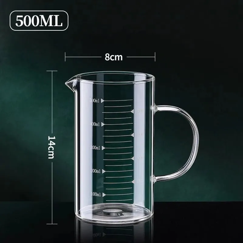 1/2 szt. Szklana miarka z uchwytem żaroodporna zlewka laboratoryjna kuchenna miarka do kawy i mleka 250/350/500/1000ml — image 11