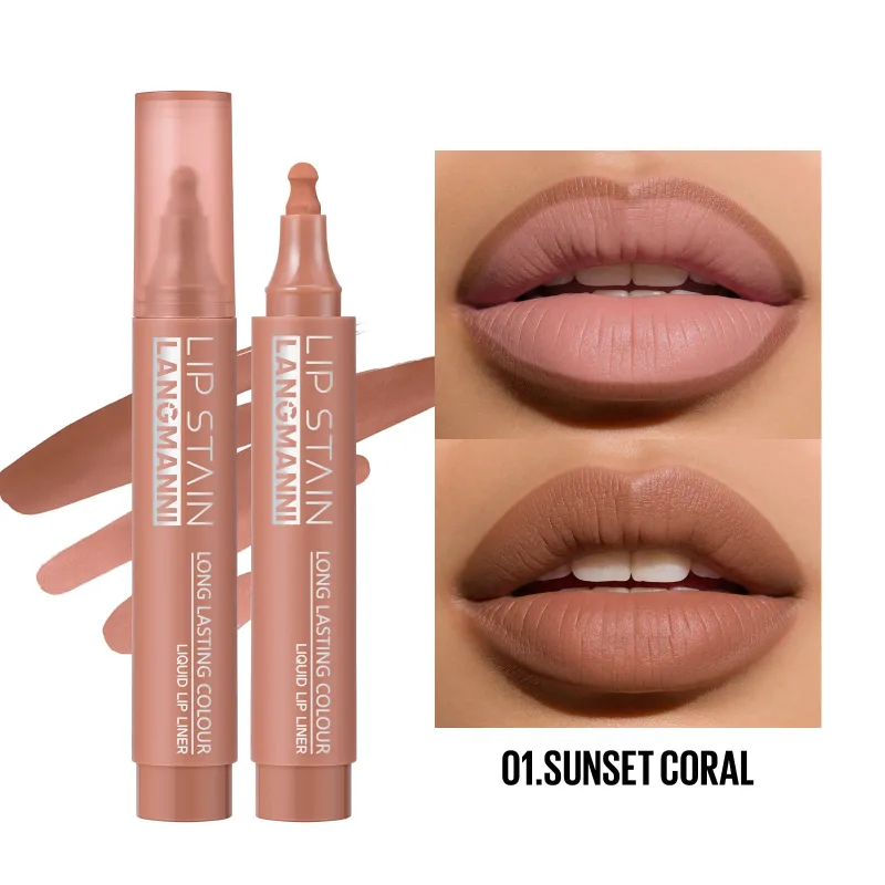 Lip Stain Liquid Lip Liner Marker Pen Long Lasting Waterproof Matte Lip Tint Highly Pigmented Nude Lip Contour Makeup For Women — image 12