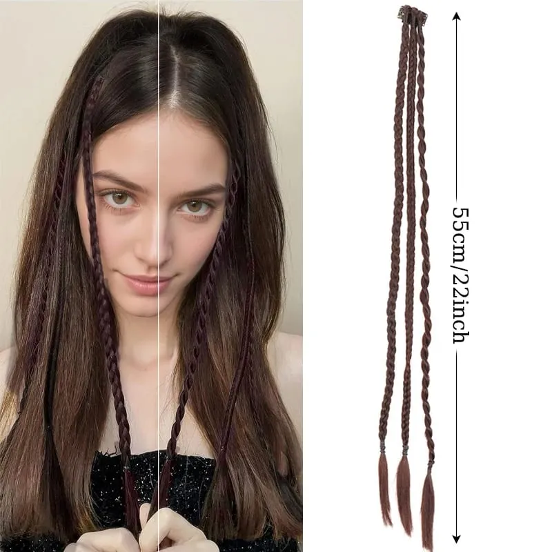 1Pc คลิปใน Braid Hair Extensions วิกผม 22 นิ้วสังเคราะห์ Braided Hairpiece 3 Braids หนึ่งคลิปสำหรับผู้หญิงทุกวันเครื่องแต่งกาย Party — image 11