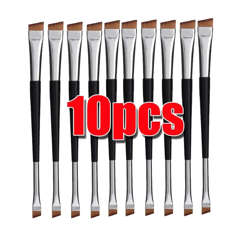 1/10pcs Double Head Blade Eyeliner Berus Kening Mudah Alih Lembut Leper Halus Pelapik Kening Kontur Alis Berus Solek Set Alatan