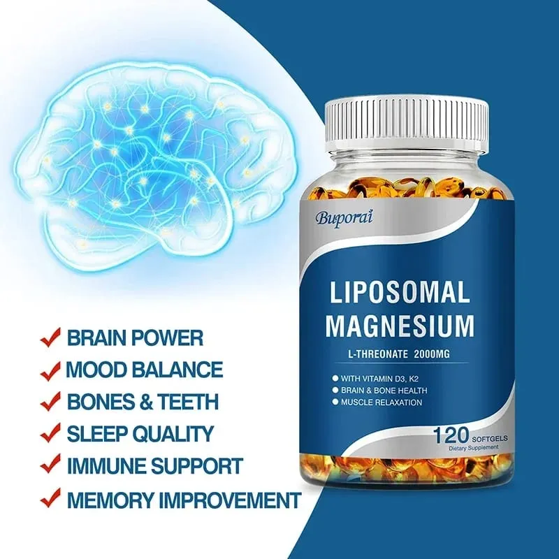 Lipozomal Magnezyum L-Treonat - D3 ve K2 Vitamini İçeren Beyin Kemiği Kalp Kasını Destekler ve Uykuyu Destekler — image 6