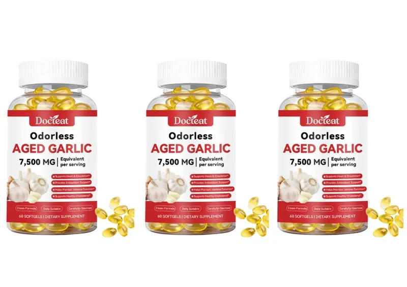 Odorless Aged Garlic Extract 7500mg เทียบเท่า 60 ซอฟท์เจล - ระบบภูมิคุ้มกันสุขภาพหัวใจอาหารเสริมสารต้านอนุมูลอิสระสำหรับผู้ใหญ่ — image 8