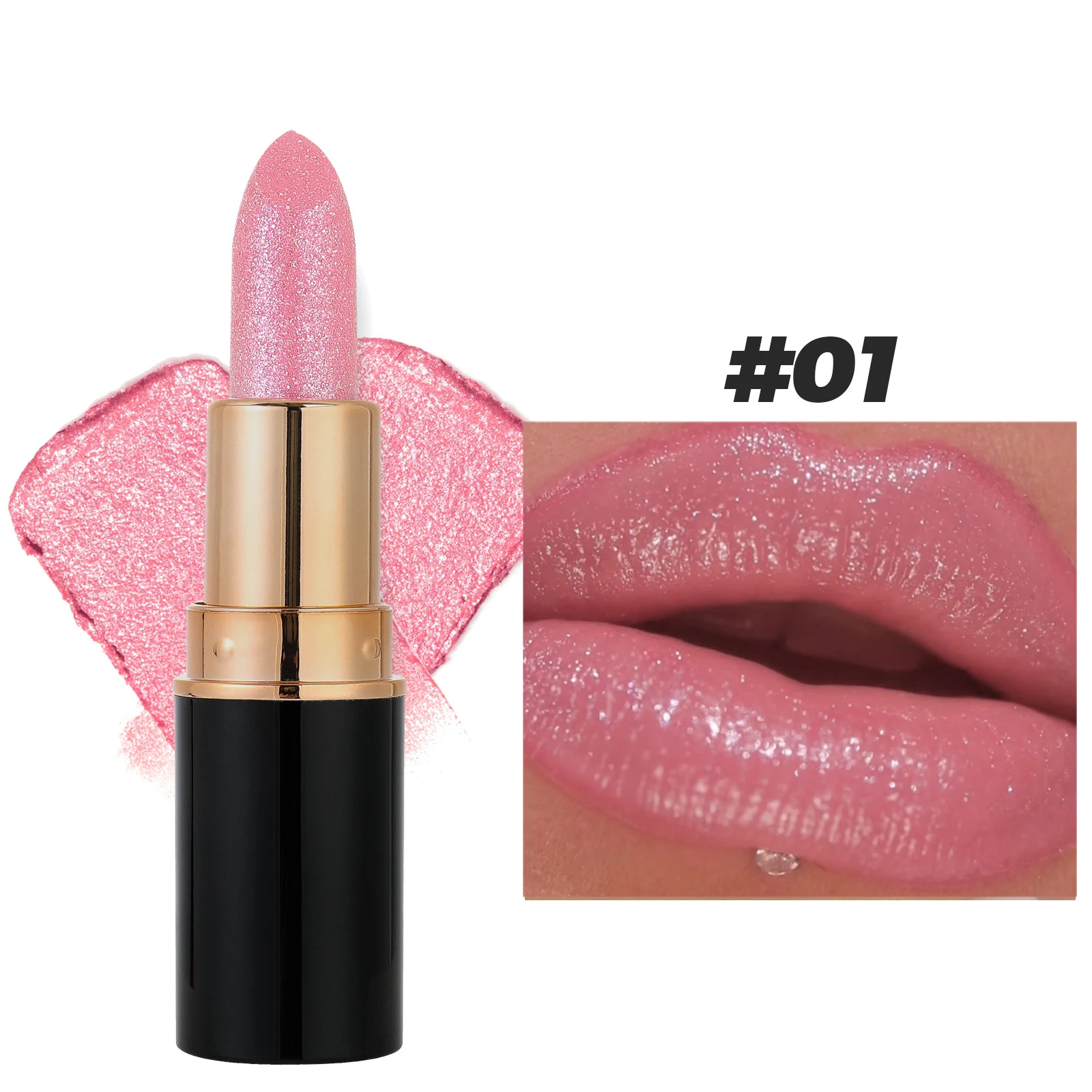 6 Colors Glitter Lipstick Waterproof Lasting Diamond Pearlescent Metallic Lipstick Pink Red Lip Gloss Women Lips Makeup Cosmetic — image 10