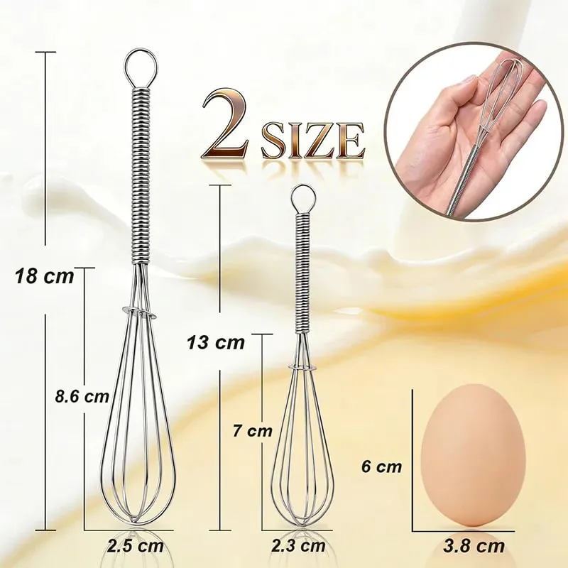 2/4Pcs Stainless Steel Mini Whisk Spring Coil Wire Egg Beater Handheld Egg Whisk Beater Manual Hand Whisker Kitchen Tiny Whisk — image 6
