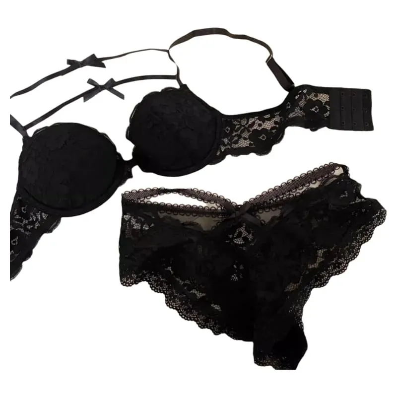 Lingerie da donna Reggiseno e slip comodi senza fili Set di slip e rete ricamati Intimo anti-cedimento ricamato Pure Desire — image 2