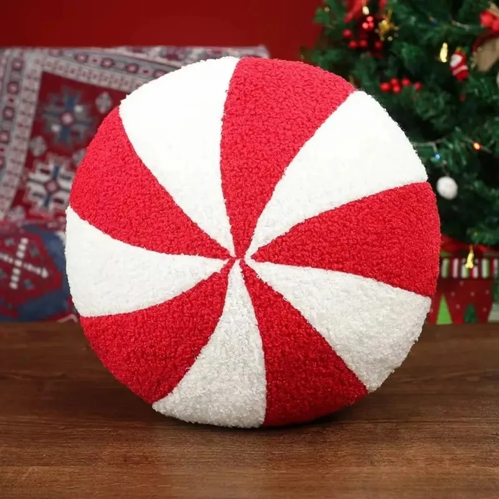 New Soft Christmas Cartoon Pillow Red Plush Red Decoration Pillow Candy Crutch Living Room Sofa Cushions Christmas