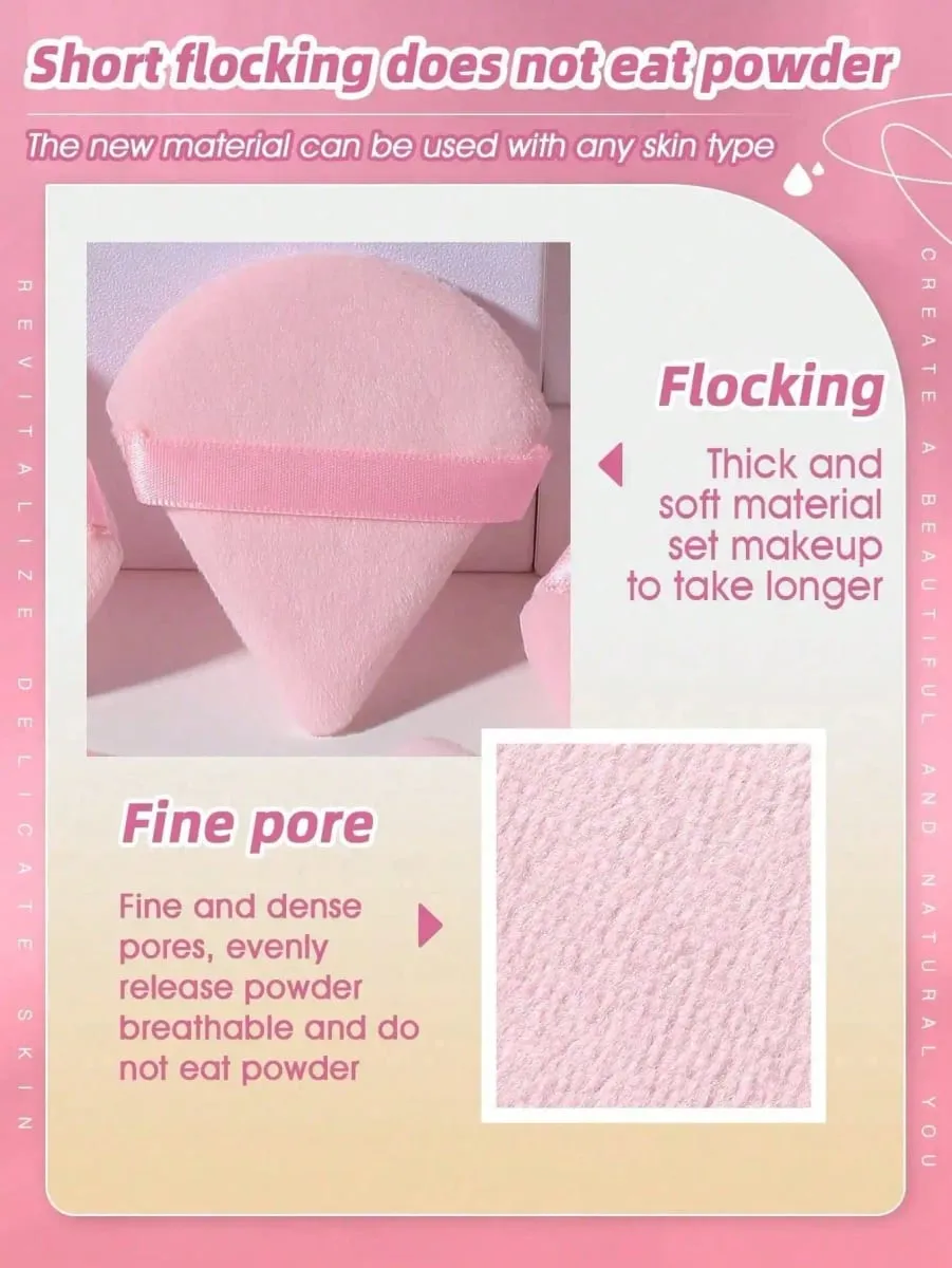 20/10/3/1pc Triangular Velvet Makeup Powder Puff Facial Powder Puff Reusable Makeup Powder Puff And Eye Makeup Powder Puff — image 5