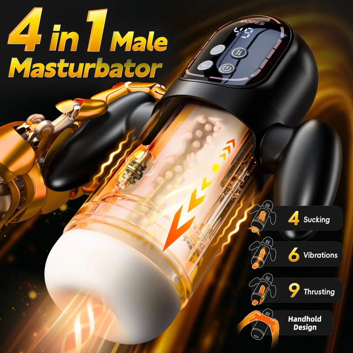Masturbazione automatica con succhiamento del masturbatore maschile, masturbazione con manico, display LCD, pompa per pene, giocattoli del sesso per gli uomini 18