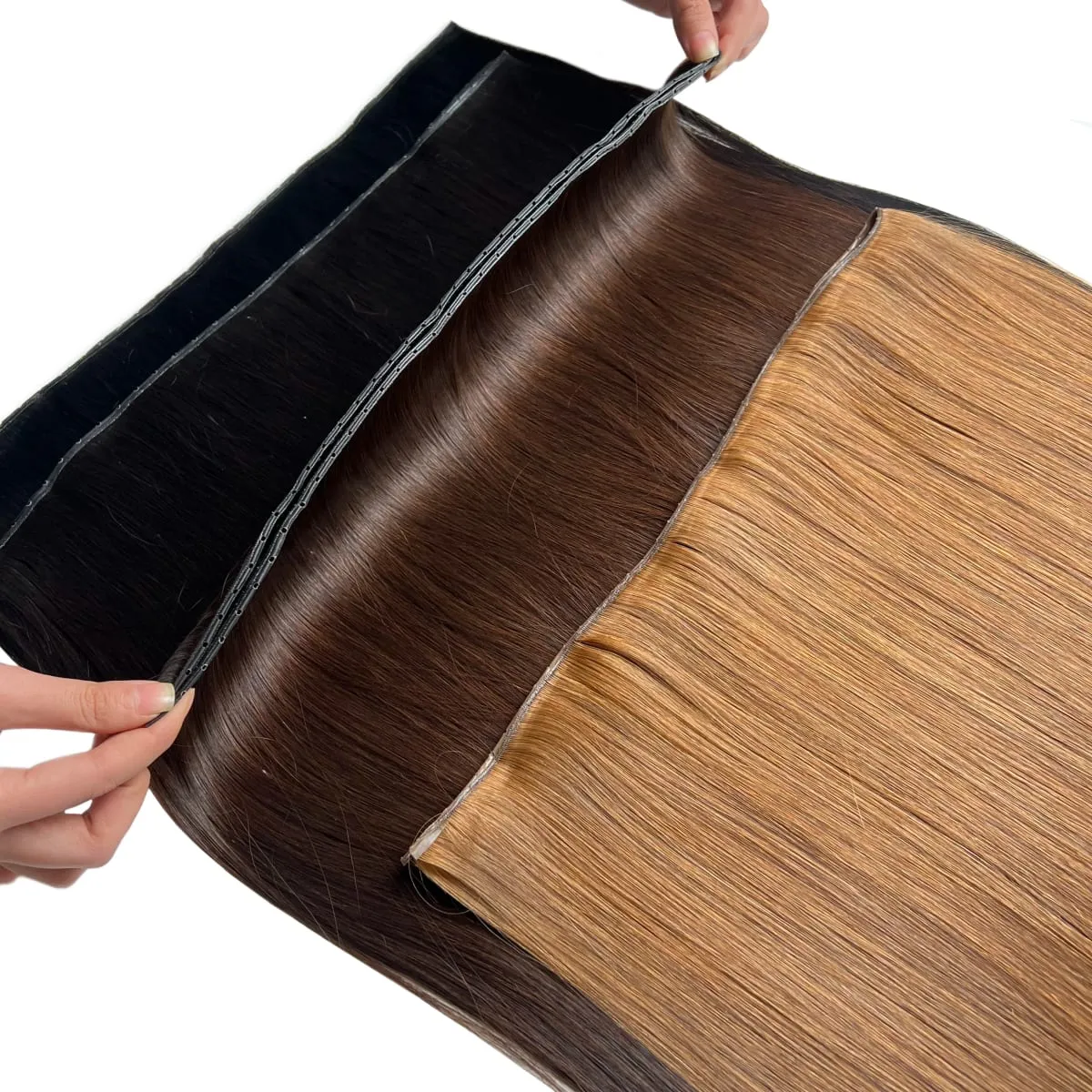 Extensions de cheveux humains à trame papillon, cheveux humains invisibles en PU plat avec trou, double onglets, trame de cheveux 12-24 pouces, Micro lien 100g — image 2