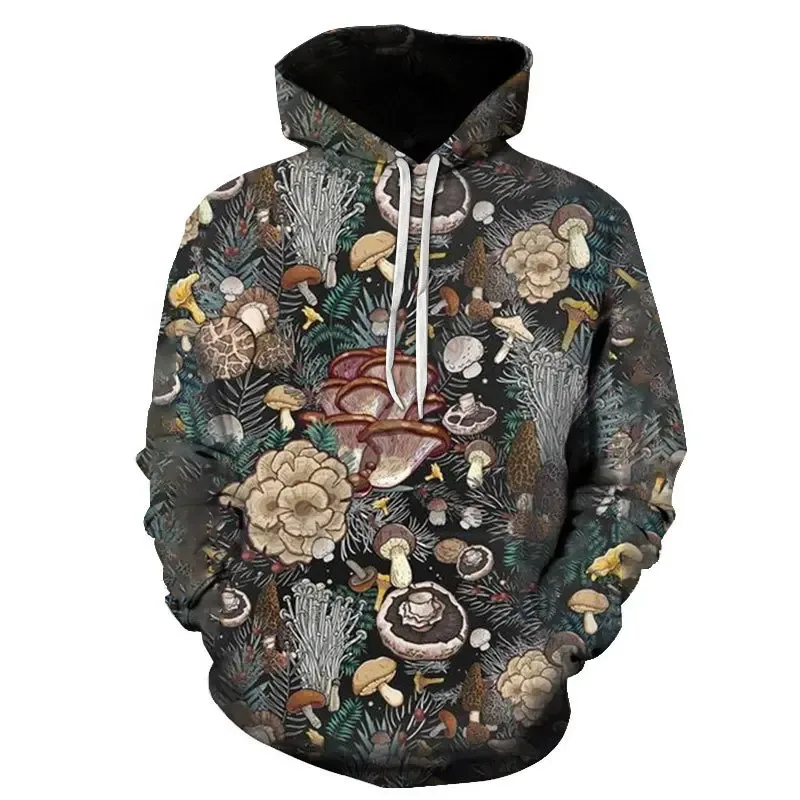 Fashion Colored Mushroom Pattern 3D Printed Hooded Sweatshirt Casual Super Large Hooded Sweatshirt Street Harajuku Men Pullover — image 4