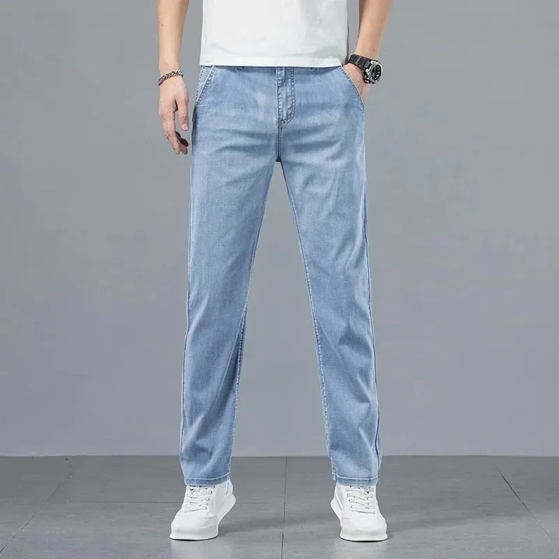 Jean Ultra-fin pour hommes, en tissu Lyocell, drapé doux, ample, droit, pantalon Denim décontracté, pantalon de rue à jambes larges, nouvelle collection été 2026 — image 3