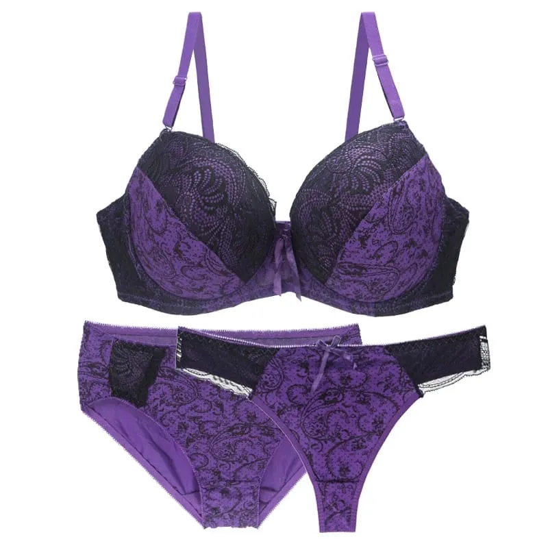 Nouvell Seamless Push Up Bra Sets For Women 3 Piece Underwear Transparent BCDEF Cup Beige Black Blue Purple Red White Lingerie — image 1