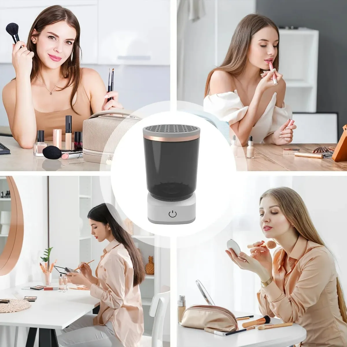 Elektrisk Makeup Brush Cleaner Automatisk kosmetisk børste rengøringsværktøj Hurtig dybderengøring til alle størrelser børster holdbare — image 6