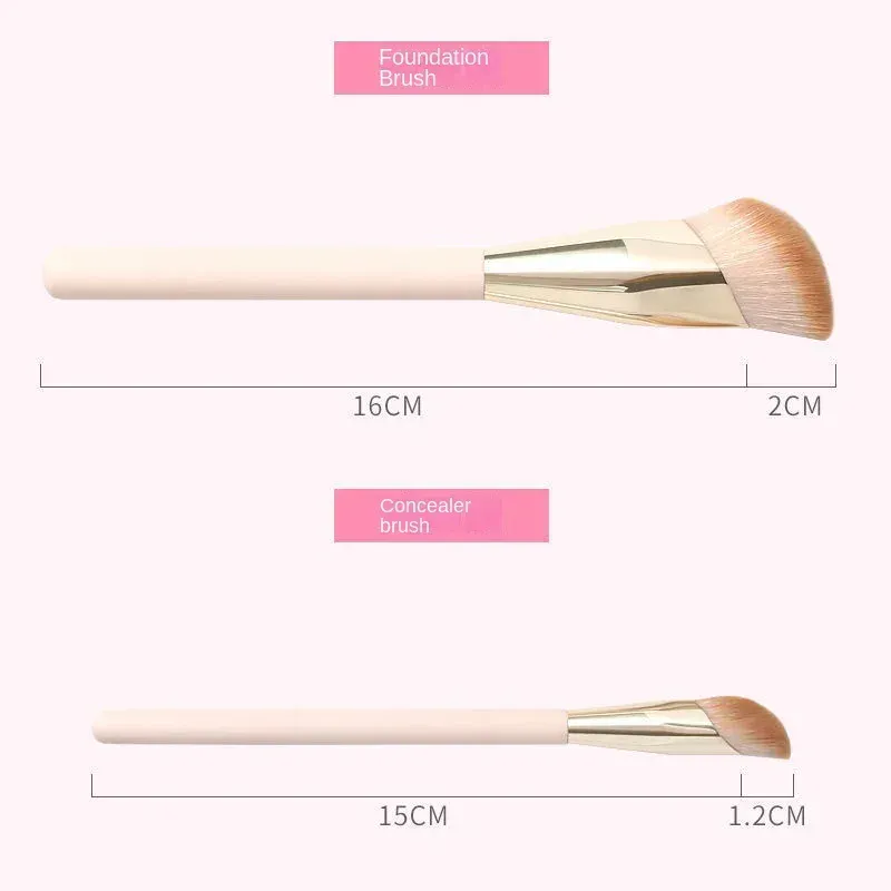 1/2 Buah Kuas Foundation Kepala Miring Kuas Concealer Wajah Krim Cair Bubuk Kuas Rias Kontur Wajah Alat Kecantikan — image 6