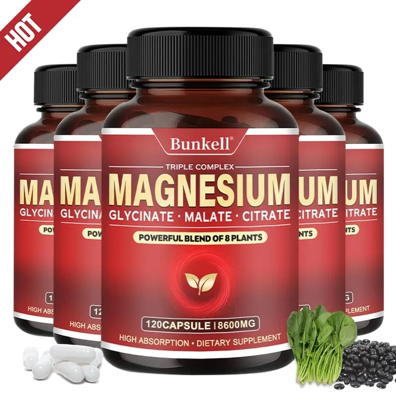 Magnesiumcomplex - Magnesiumglycinaatmalaatcitraat - Bevordert de energie en de gezondheid van de slaapbotten. Glutenvrij en niet-GMO — image 2