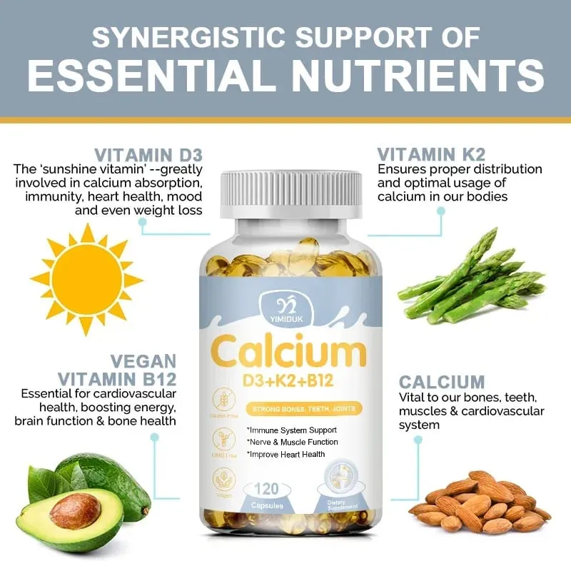 Premium Calcium D3 K2 B12 Capsules Supports Bones & Teeth Calcium Absorption Nerve Health Muscle Function & Vitality — image 5