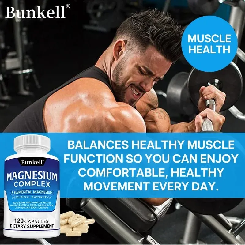 Bunkell Magnesium Complex 5 Forms תמיכה בספיגה גבוהה עצם לב שרירי שינה ועיכול תוסף תזונה ללא GMO — image 2