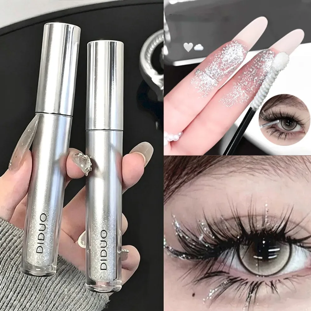 Silbrig glänzende Wimperntusche, feiner Glitzer, Highlight, verlängernd, kräuselnd, kein Verschmieren, wasserfest, natürliches, funkelndes 3D-Augen-Make-up — image 1