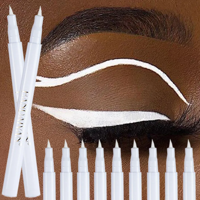 Pensil Eyeliner Putih Matte Cepat Kering Kosmetik Pena Eyeliner Cair Halus Tahan Lama Tahan Air Pena Eyeliner Antinoda — image 1