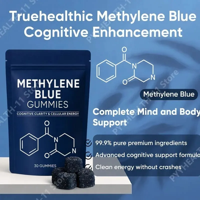 Methylenblaue Gummibonbons, 5 mg, 30/60 Karat, Blaubeergeschmack für anhaltende Energie, geistige Klarheit und Stimmung, zelluläre Unterstützung — image 5