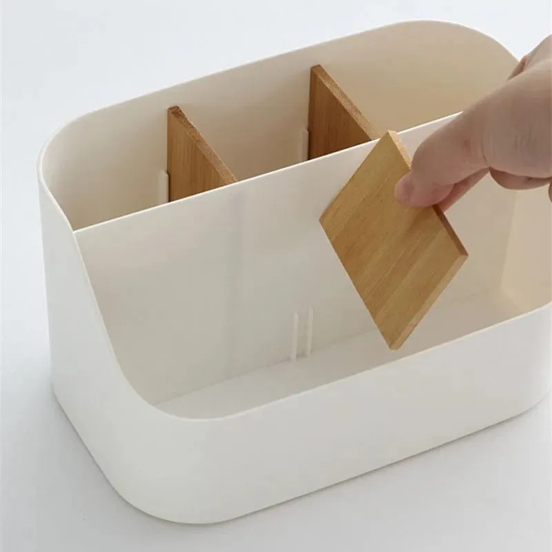 Desktop Opbevaringsboks Makeup Børster Holder med aftagelig skillevæg Comestic Tools Læbestift Beauty Tools Papir Opbevaringsboks — image 4