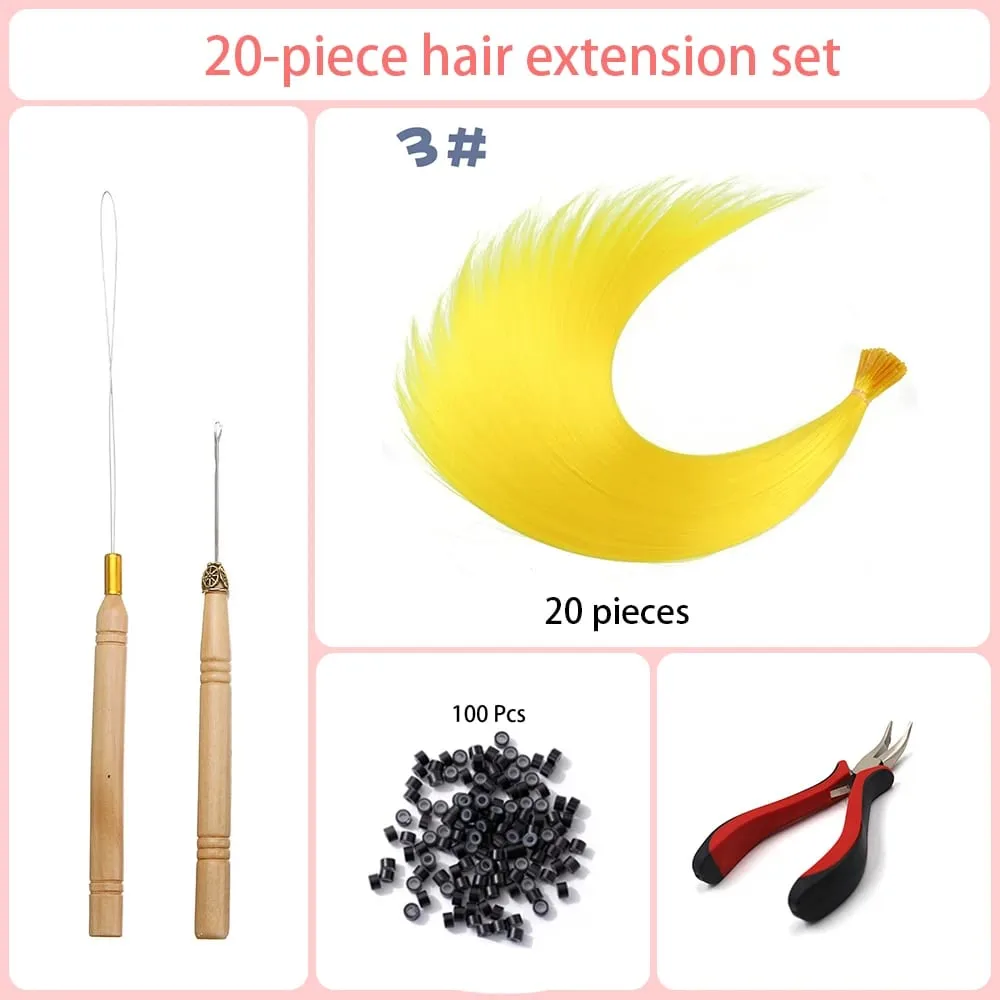 20 Strands/Pack Random Ten Colors Synthetic Colored I-Tip Stick Hair Extensions Straight Hair 16 Inch For Women High Temperature — image 11