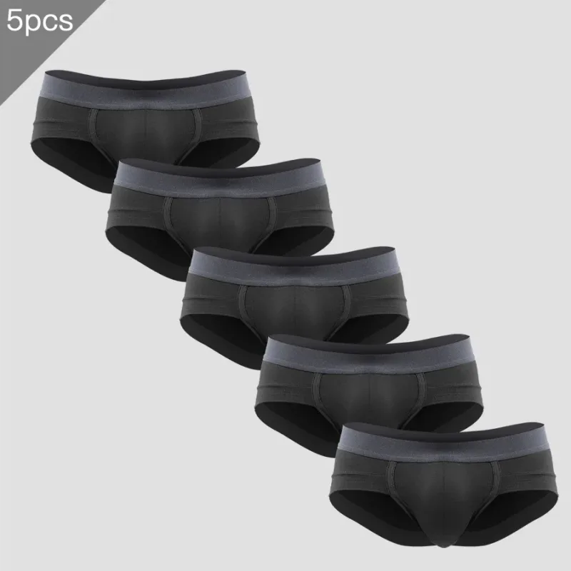 5PCSSlip da tre pezzi da uomo con custodia a forma di U, tessuto modal, traspirante, pantaloni a vita bassa estivi per giovani — image 3