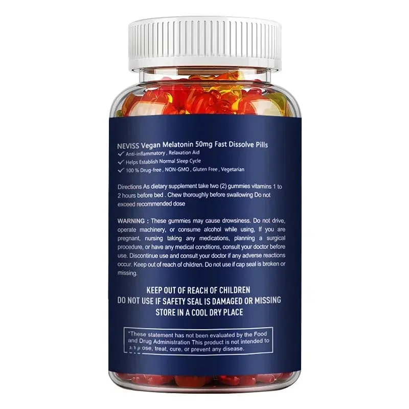 Melatonin Gummies 50mg - Υποστήριξη ύπνου Ανακούφιση από το στρες Βελτιωμένη ποιότητα ύπνου Αυξημένη παραγωγή ενέργειας Αυξημένη ζωτικότητα — image 4