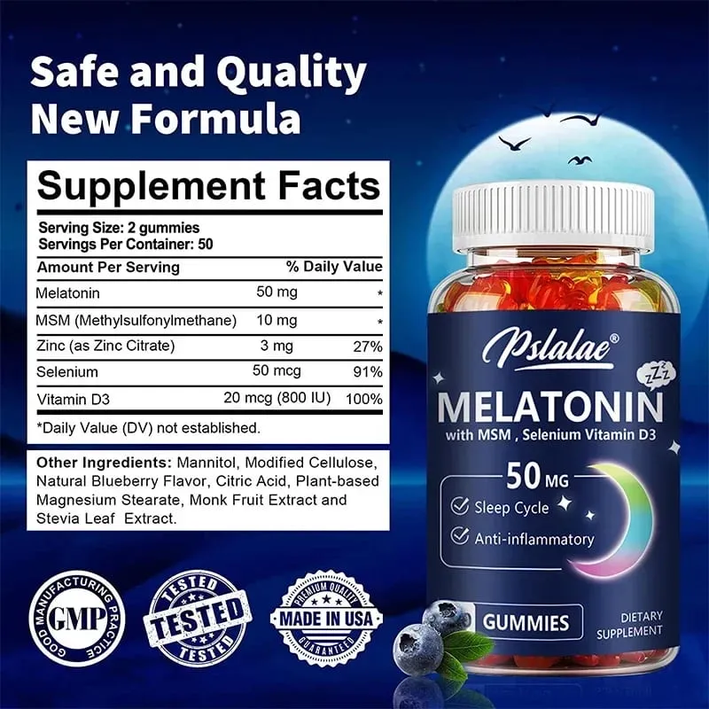 Melatonin Gummies 50mg - Υποστήριξη ύπνου Ανακούφιση από το στρες Βελτιωμένη ποιότητα ύπνου Αυξημένη παραγωγή ενέργειας Αυξημένη ζωτικότητα — image 3