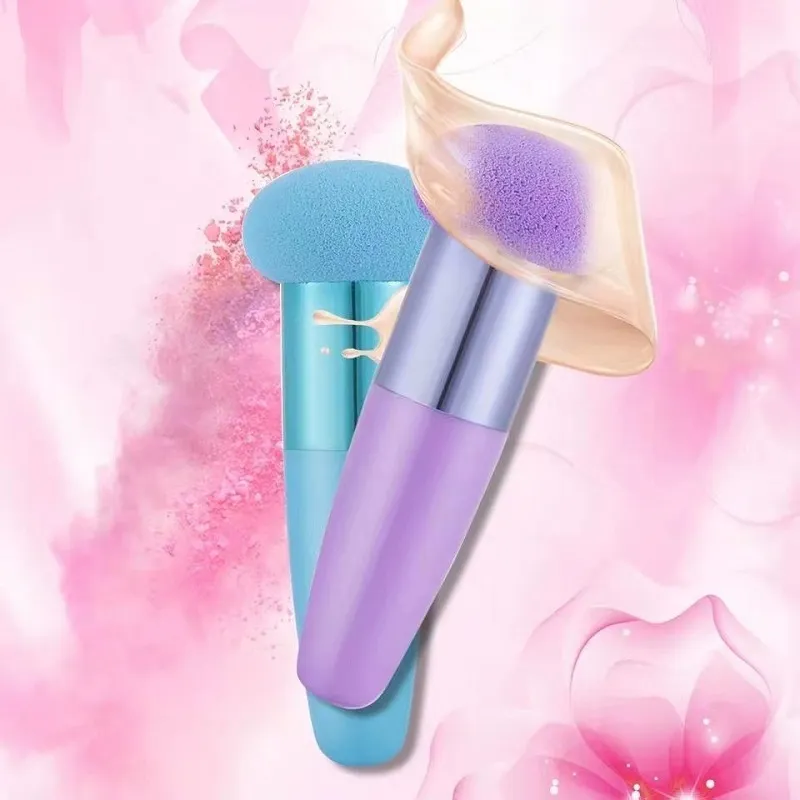 Pennelli per trucco a testa di fungo Spugna cosmetica per soffio di cipria con manico Strumenti di bellezza per trucco professionale per donna — image 3