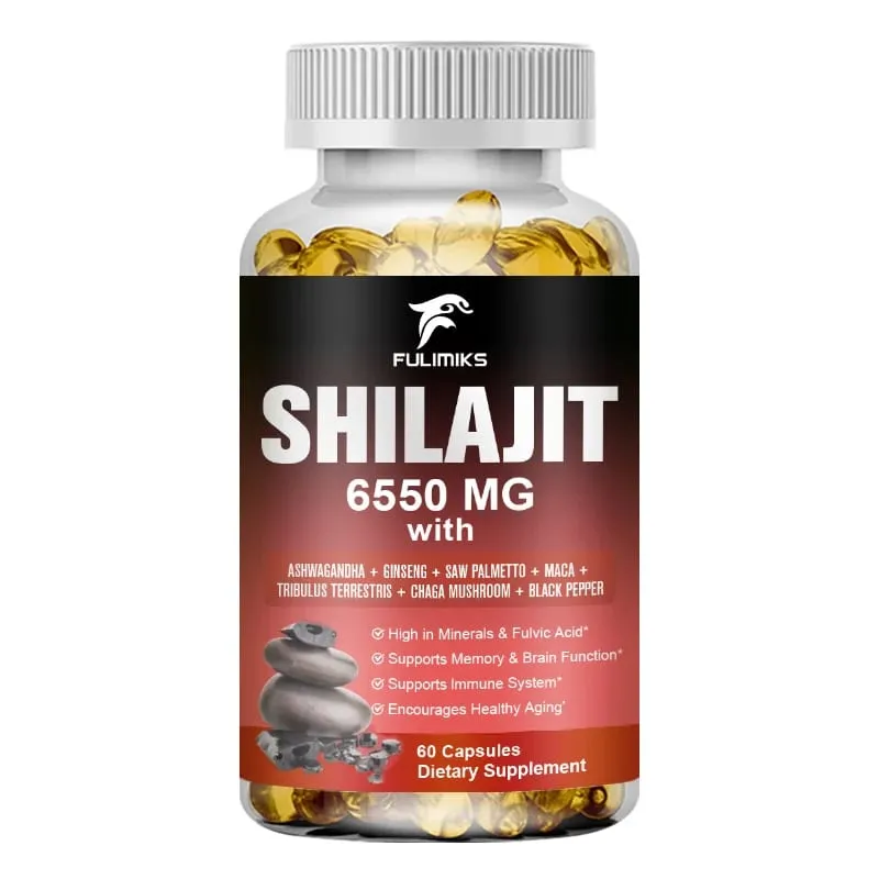 Shilajit Fulvic Acid Supplement with Chaga & Black Pepper Boosts Energy Stamina Immunity Brain Health & Vitality