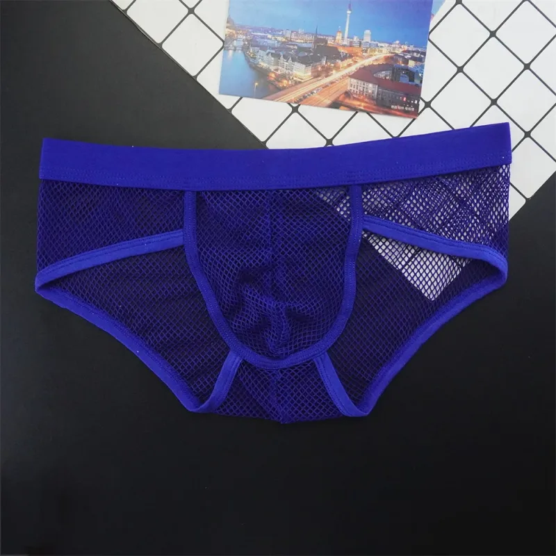 Plus Größe Mesh Unterwäsche Männer Transparent Große Fishnet U Pouch Briefs Männlichen Niedrigen Taille Einfarbig Sexy Perspektive Männliche höschen — image 12