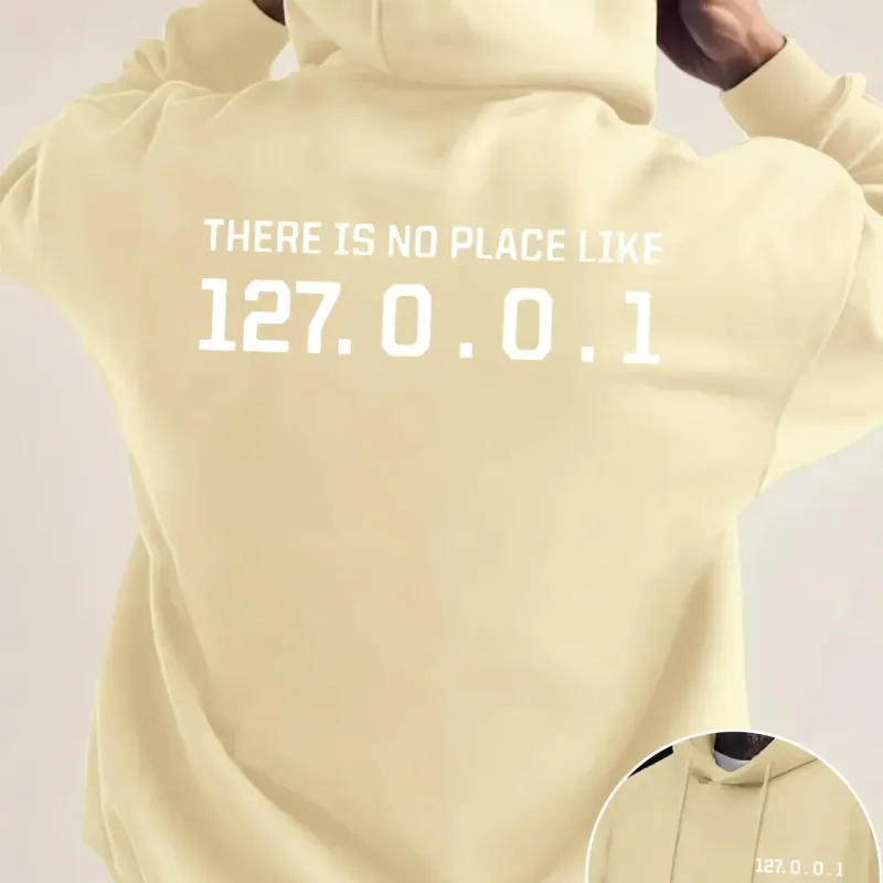 Programmer Geek 127.0.0.1 Text Graphic Hoodies For Men Double Side Print Soft Fleece Loose Hooded Pullover Tops — image 8