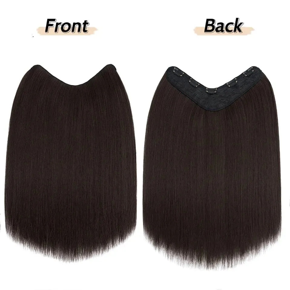 Benehair 18 インチ 160 グラム V 字型ストレート人工毛ワンピースクリップヘアエクステンションヘアクリップかつら完全な頭 — image 7
