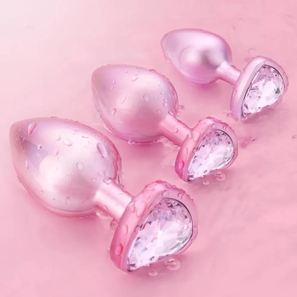 3 tamanhos de cristal diamante coração base metal anal plug iniciante butt plug masturbação estimulador sexo massageador adulto brinquedos sexuais — image 4
