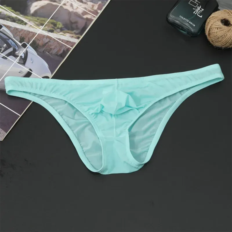 1PC Summer New Underwear Men's Ice Silk Briefs Ultra-thin Transparent Breathable Sexy Comfortable Low Waist Underpants for Men — image 24