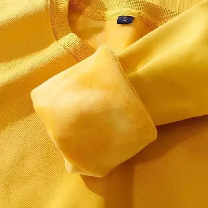 Sudadera gruesa de felpa de algodón de 600G, suéter fino de felpa pesado, suéter de cuello redondo sólido, suéter cálido para otoño e invierno — image 5