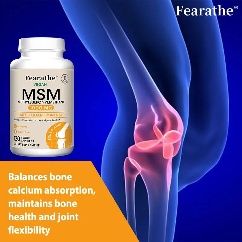 Fearathe Methylsulfonylmethane(MSM)1000 Mg Antioxidant Promotes Joint Health Balanced Calcium Absorption Non-GMO Gluten-free — image 2