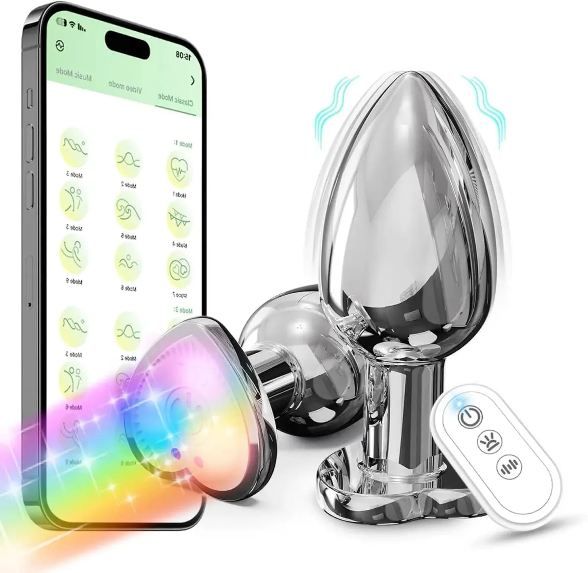Светящаяся вибрирующая анальная пробка RGB Light APP Control Анальный вибратор Яркая металлическая Анальная пробка Bluetooth Вибрационный фаллоимитатор Секс-игрушки для взрослых — image 1