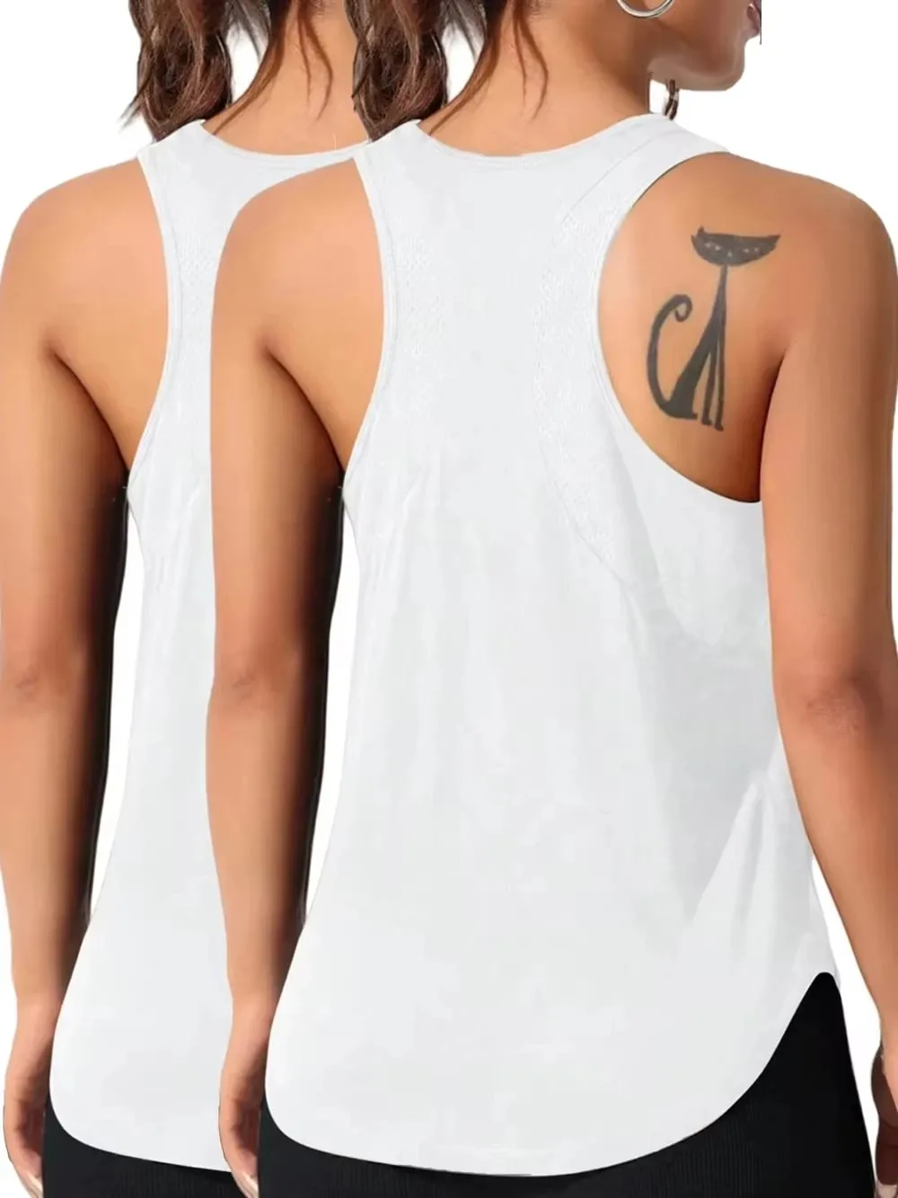 Hauts sans manche pour femmes, couleur unie, séchage rapide, gilet de sport d'été, ample, respirant, doux, vêtements de plein air, débardeur basique pour femmes — image 11