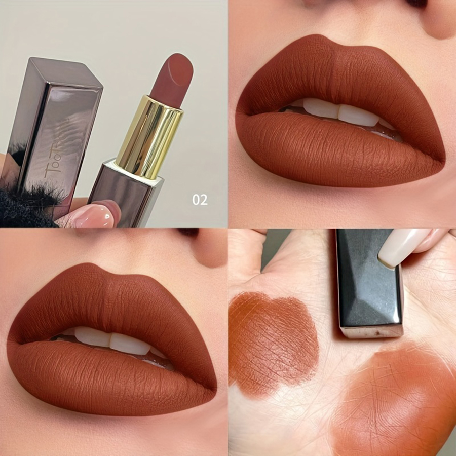 Disponible en 3 teintes de rouge à lèvres mat, velours mat, imperméable, ne se décolore pas, améliore la couleur et illumine les lèvres. — image 3